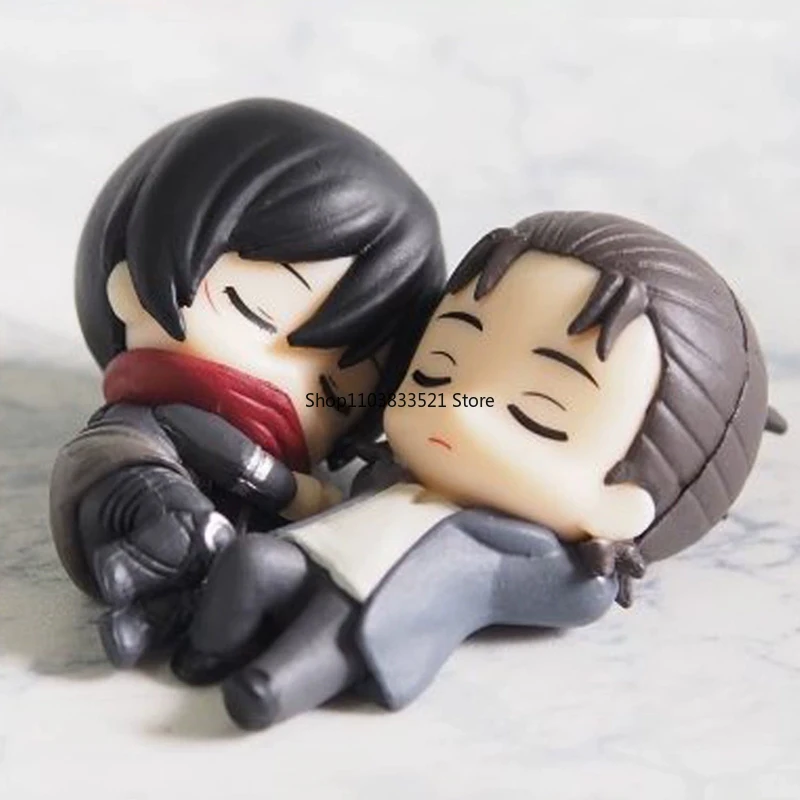 BANDAI Original Attack on Titan Gashapon NemuraseTai Sleep Series Levi Ackerman Eren Kruger Anime Action Figures Model