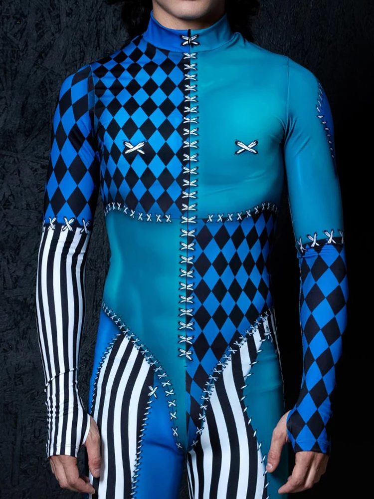 Combinaison Cosplay Robot Clown pour Hommes, Catsuit Imprimé Turnblock Coloré, Vacances, Mascotte Tim ade, ixZentai, Tenue Rave Unique Trempée