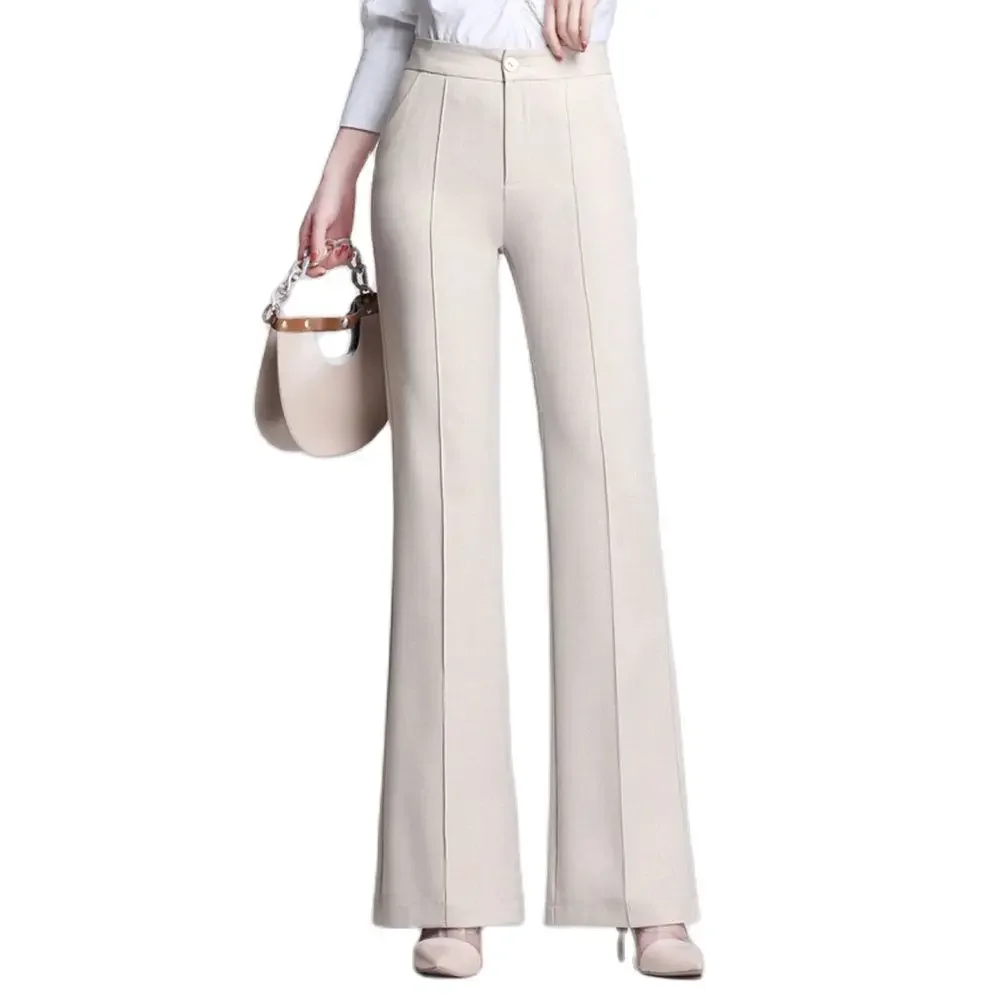 

Women Flared New Spring Summer High Waist Thin Fashion Korean Design Flares Pants Plus Large Size Slim Office Trousers Z769