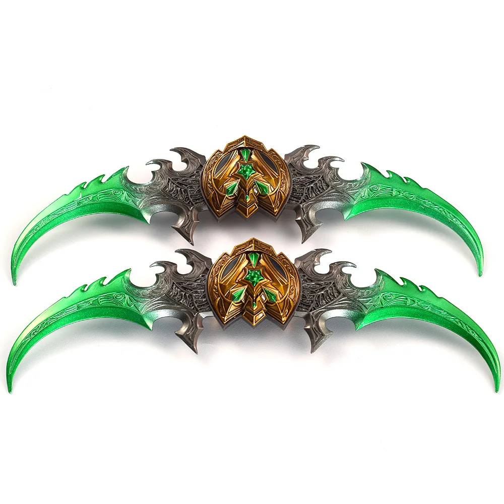 22cm Twin Blades of Azzinoth Illidan Stormrage WOW Game Peripherals Luminous Warglaive of Azzinoth Set Full Metal Weapons Crafts