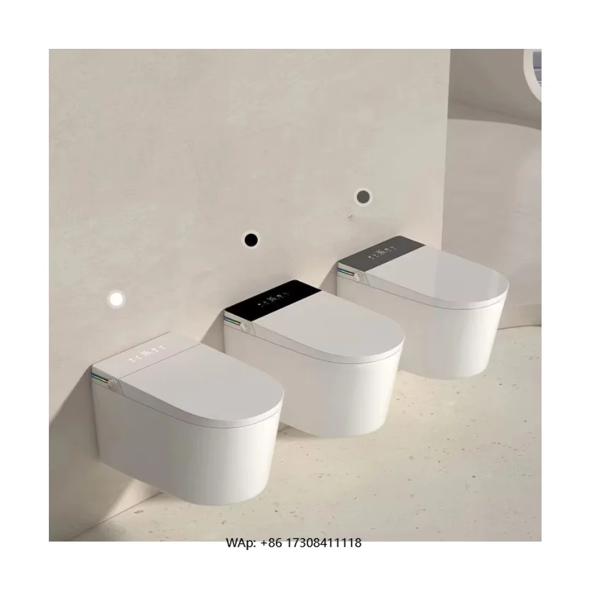 

Wall Mounted Hanging Wc Toilet Bowl Luxury Automatic Flush Bathroom Electric Bidet Grey Wall Hung Smart Toilet