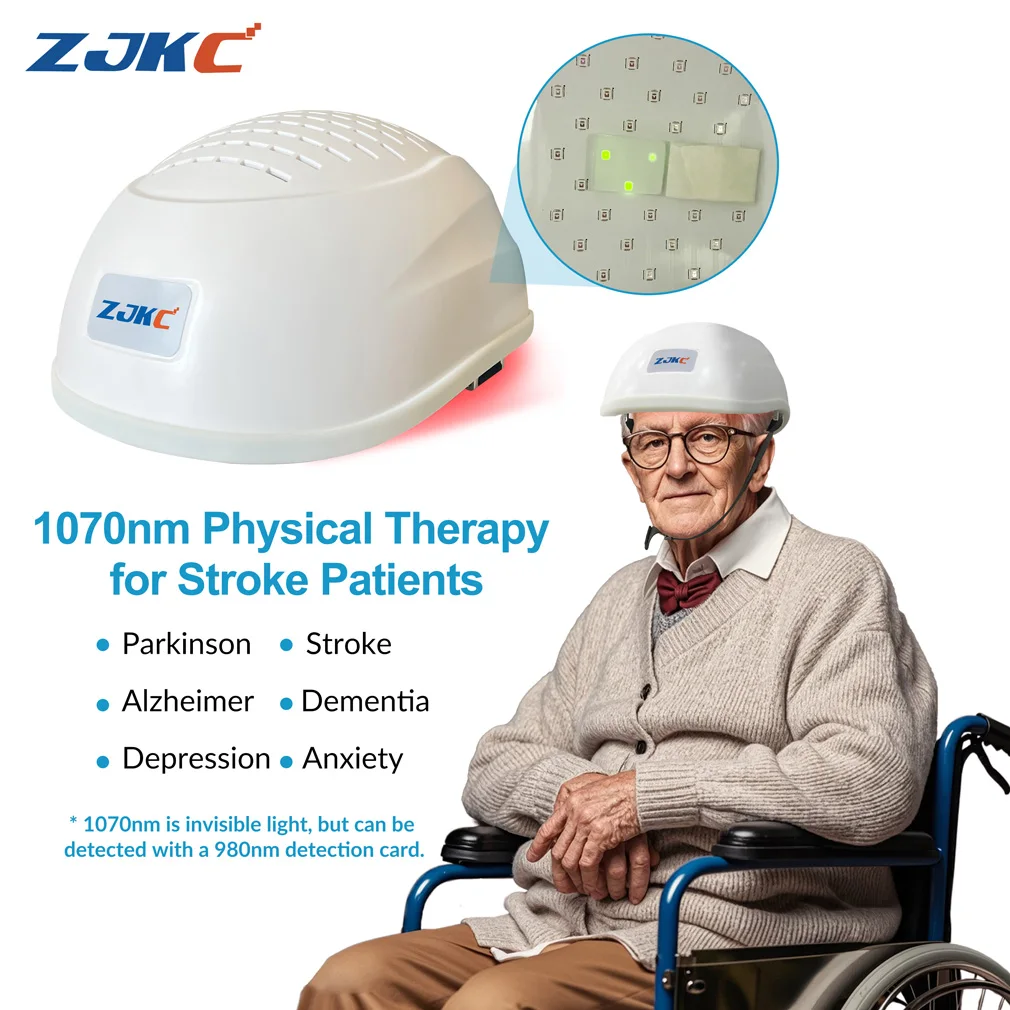 

ZJKC 1070nm Therapy for Parkinson Disease Stroke Alzheimer Depression Physical Therapy Near Infrared Light Treatment Led Helmet