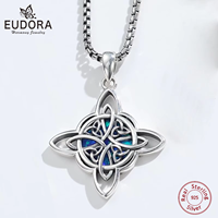 Eudora Original 925 Sterling Silver Witch Celtic Knot Necklace for Men Women Opal Wicca Amulet Necklaces Witchcraft Jewelry Gift
