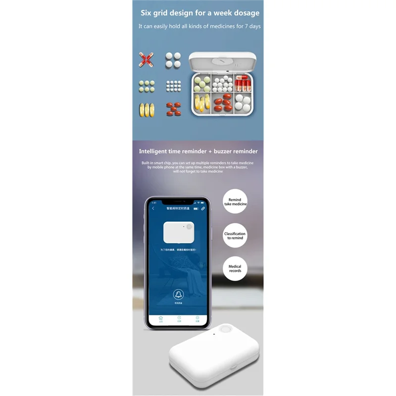 FFYY-Bluetooth الذكية حبة حالة التحكم الذكي الطب موزع الدواء تذكير منظم حبوب منع الحمل جلب تذكير