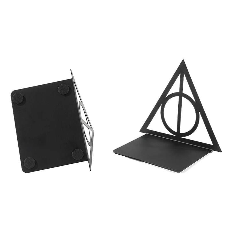 

2pcs Triangular Book Terminal, Metal Heavy Book Terminal, Classic Hollow Design Desktop Bookshelf Decoration Storage