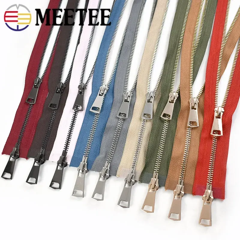 Meetee 120cm 5# Metal Zippers Double Slider Open End Zip DIY Sewing Tools Down Jacket Coat Clothing Tailor Repair Accessories