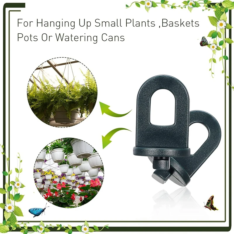 50Pcs Plastic Greenhouse Hanging Hooks Plant Flower Hanger Clips Garden Accessories Fastener Tied Buckle Green Pot Hanger Clip