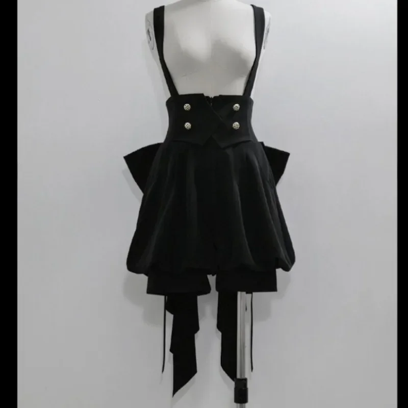 Vintage Elegant Dark Lolita Long Sleeve Shirt Women+ Y2k Black Slim Waist Loose Skirts Shorts 2025 New Two Piece Sets image 4