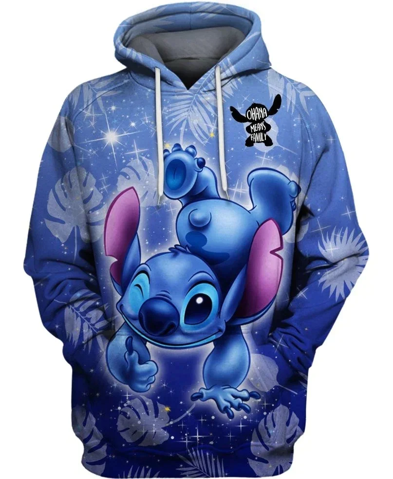 Cross-border foreign trade loose cartoon cross-border e-commerce foreign trade 3D digital printing Stitch hooded sweatshirt