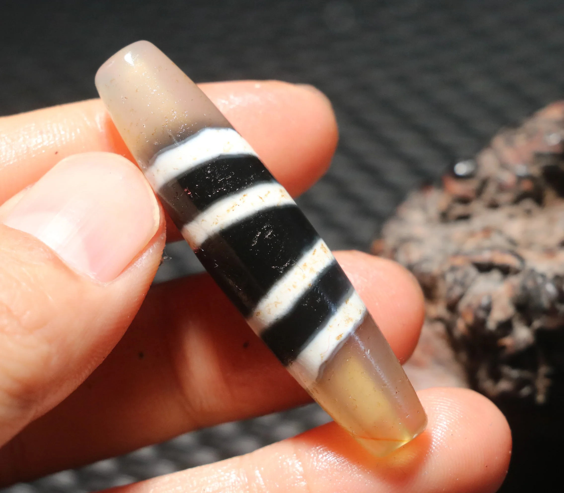 UPD25211A52 puissance énergie tibétaine vieille Agate ligne Type médecine de guérison dZi perle pendentif gemme amulette trésor bijoux 55.5:13MMSS