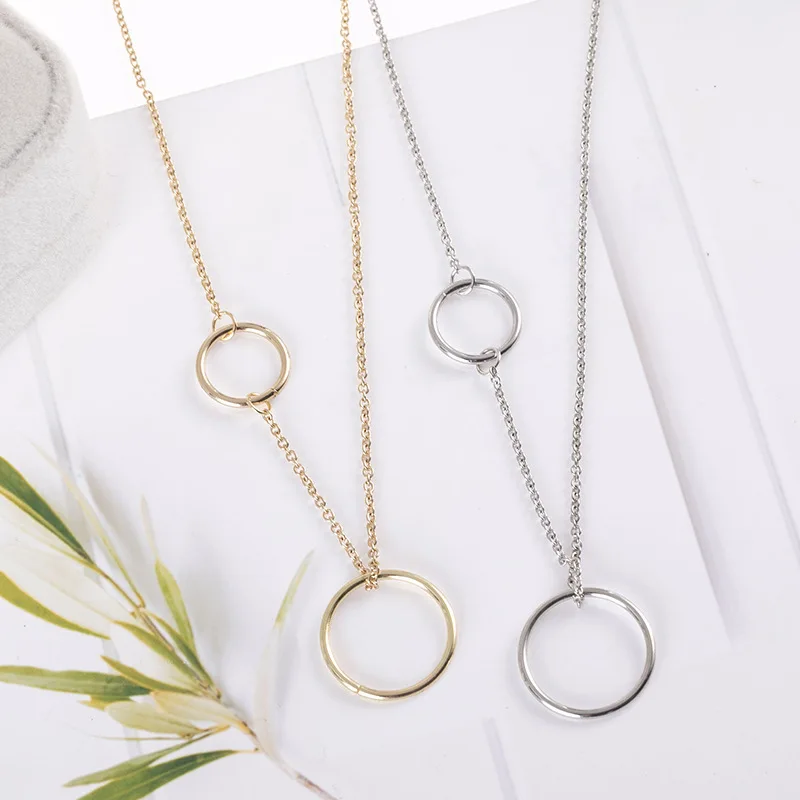 Irregular circular double layer necklace new simple high-level multi-layer necklace