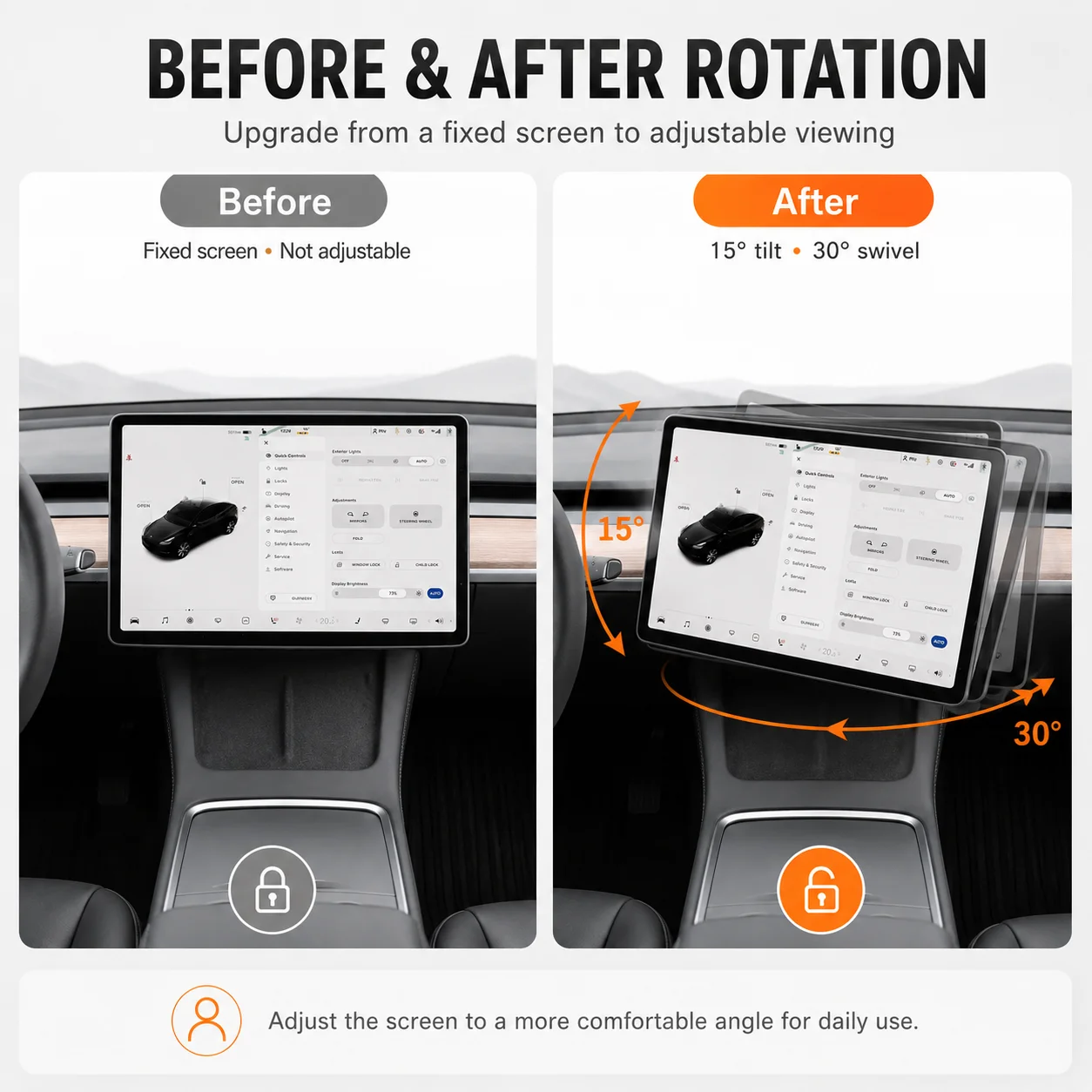 For Tesla Model 3 Y Highland Juniper 2021-2026 Screen Swivel Mount 4 Directions Tilt Rotating Bracket Dashboard Parts Adjustable