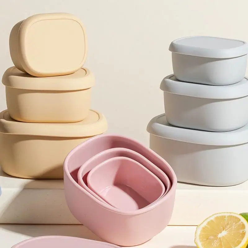 Eco-Friendly Mini Food Grade Silicone Airtight Storage Containers BPA Free Reusable for Portion Food Snack Travel Camping