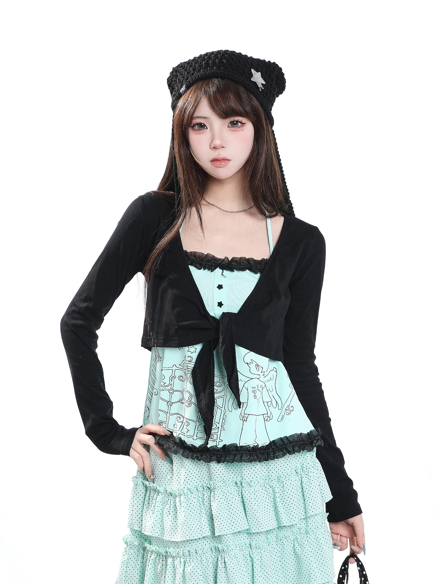 Chic Autumn Long Sleeve T-Shirt Women's Print Casual Loose Fit Color Block Two Piece Set Top for Young Ladies Comfortable Bre...