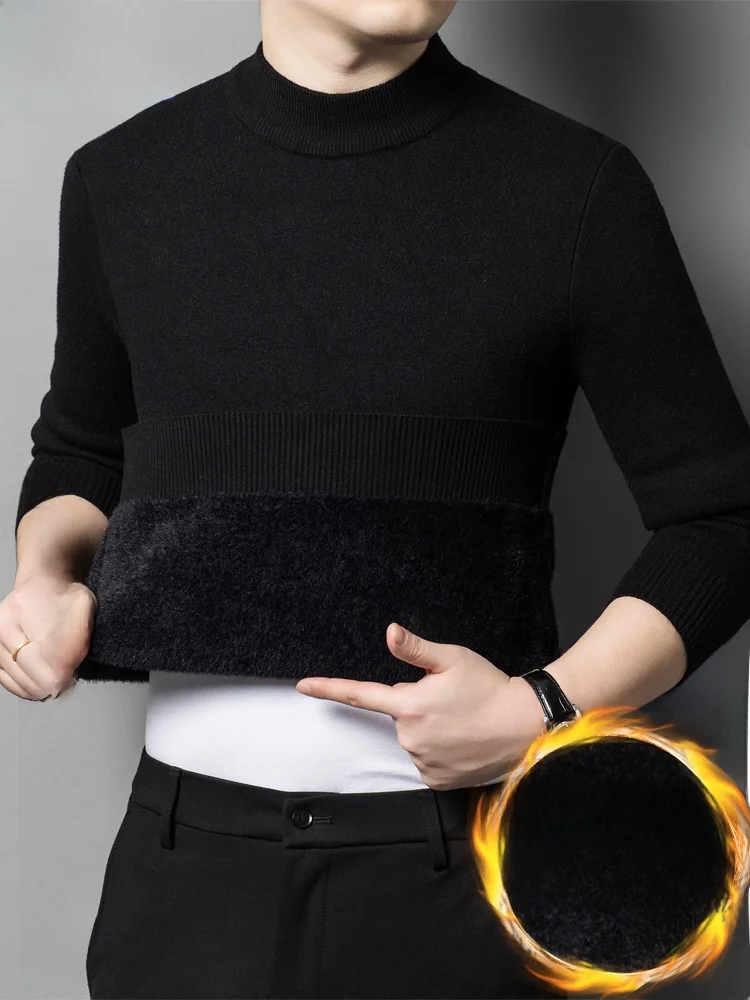 

Мужской вязаный шерстяной свитер Thiened f с высоким воротником, повседневный зимний теплый трикотаж, мягкая шерстяная смесь, длинный свек, повседневный Sle