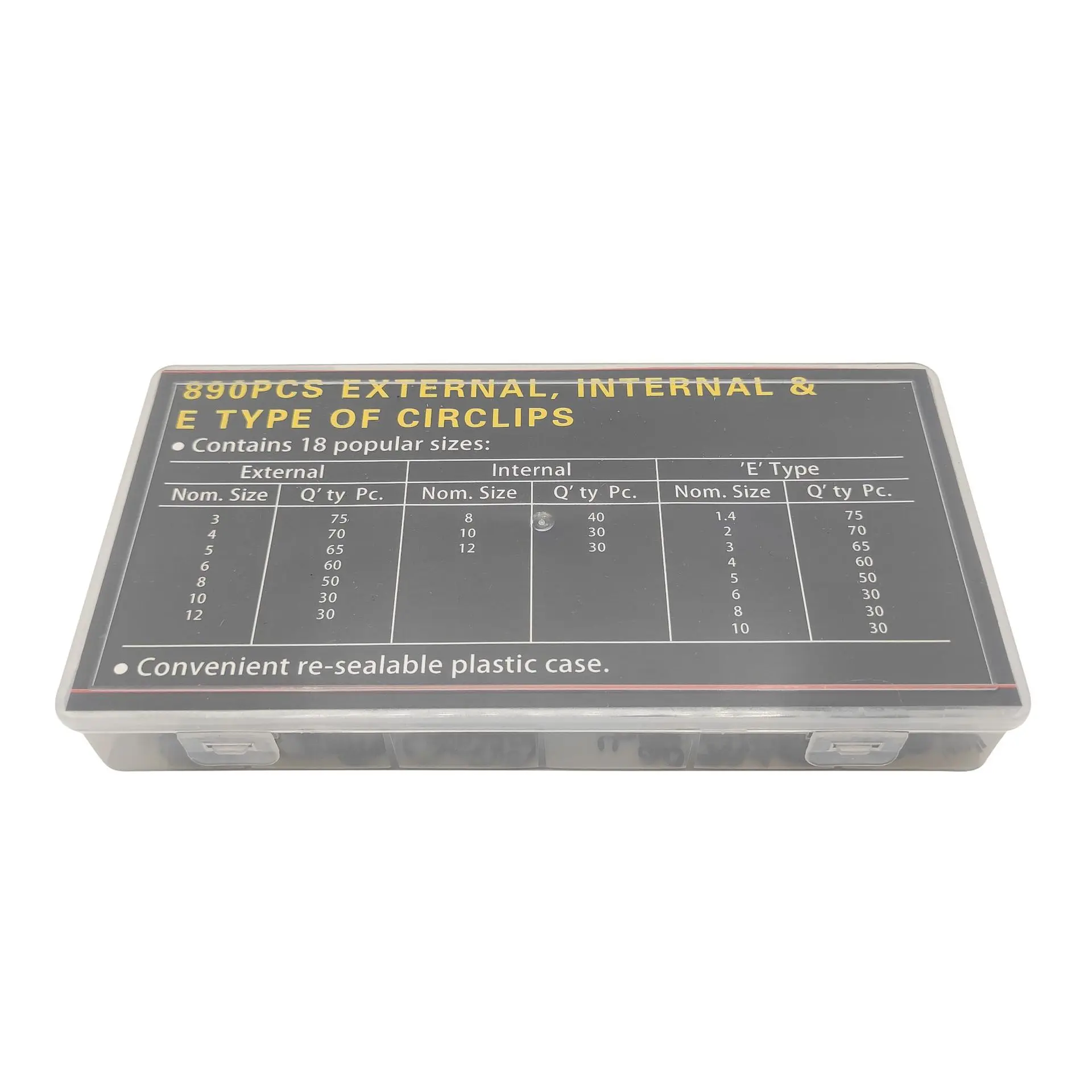 890pcs card spring set shaft hole with C-type E-type retaining ring set
