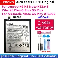 100% Original For Lenovo K6 K8 Note K53a48 Vibe K6 G G5 Plus 4000mAh BL270 Battery For Motorola Moto G6 Play XT1922 Bateria