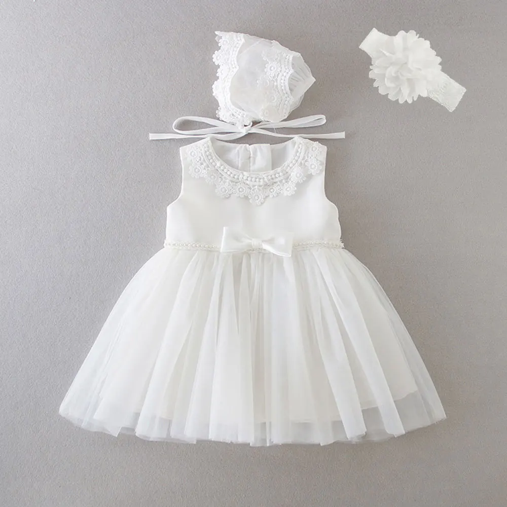 Vintage Lace Baby Girl Baptism Dresses for 1st year Birthday Party Wedding White Toddler Christening Gown Infant Clothing 0-24M