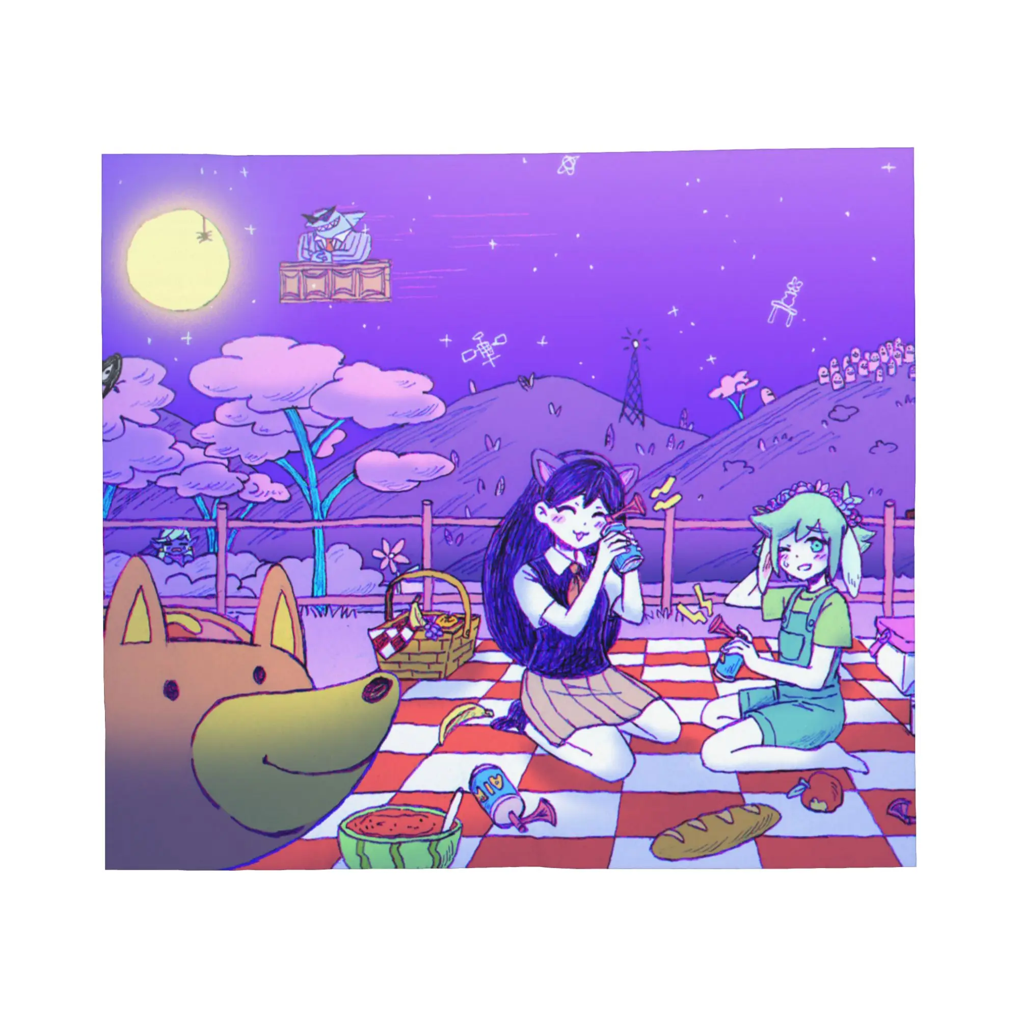 Mari Basil Blanket Cover Fleece Omori Game Ultra-Soft Throw Blanket for Car Sofa Couch Bedspread