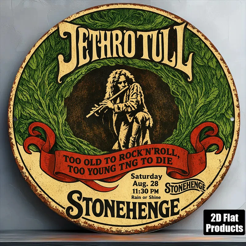 2D Flat - 1pc 8*8In/20X20Cm 2D Flat Round Aluminum Sign, about Jethro Tull Rock Concert Retro Aluminum Plaque, Jethro Tull Stone