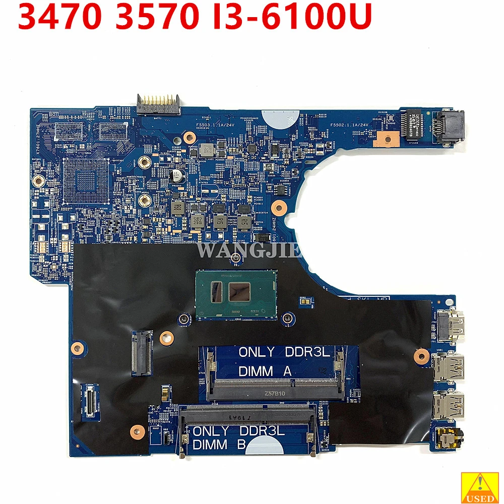 14291-1 For DELL Latitude 3470 3570 Laptop Motherboard I3-6100U CPU CN-0P5M6K 0P5M6K P5M6K 100% Fully Tested