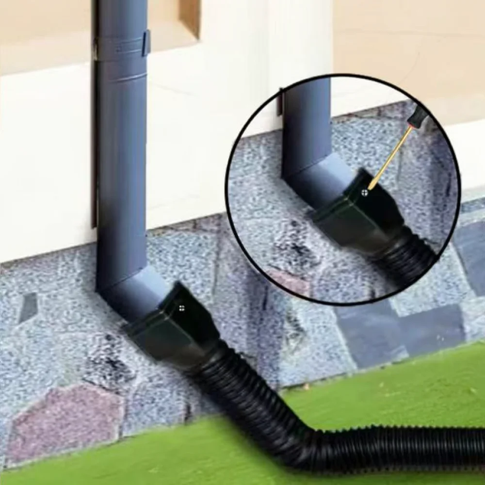 Flexible HDPE Square Downspout Extender Rain Gutter Drainage Pipe For Garden Villa Outdoor Water Management System