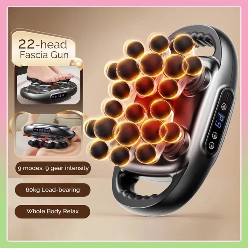 

Пистолет для фасции с 22 головками, высокочастотный вибрационный массажный пистолет для тела, массажер для спины и талии, массажер для шеи, плеч, мышц Masajeador