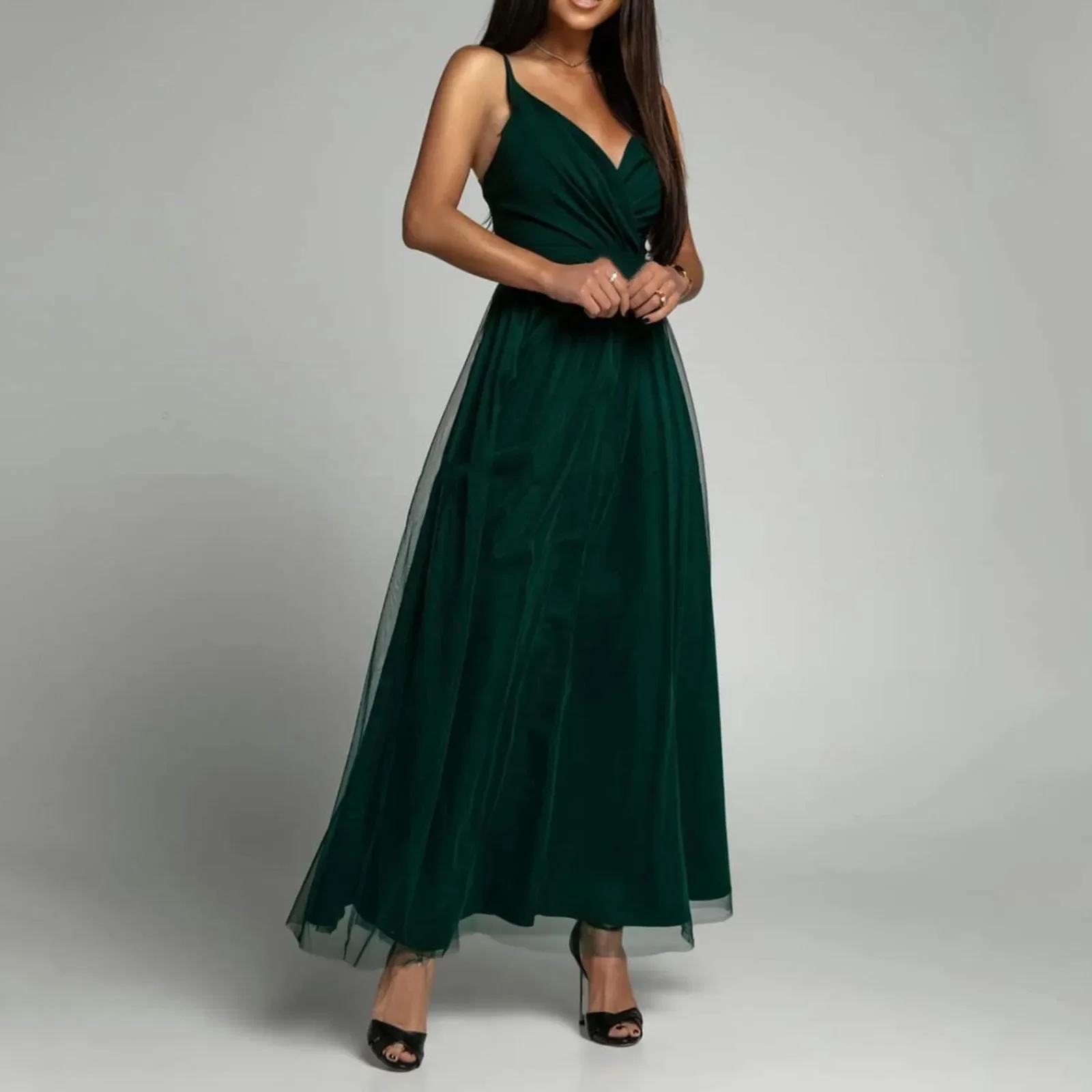 Elegant V-neck Lace Up Cover Up for Woman White Sexy Lace Loose Holiday Beach Dress 2023 Summer Maxi Dress Gowns Long Dresses