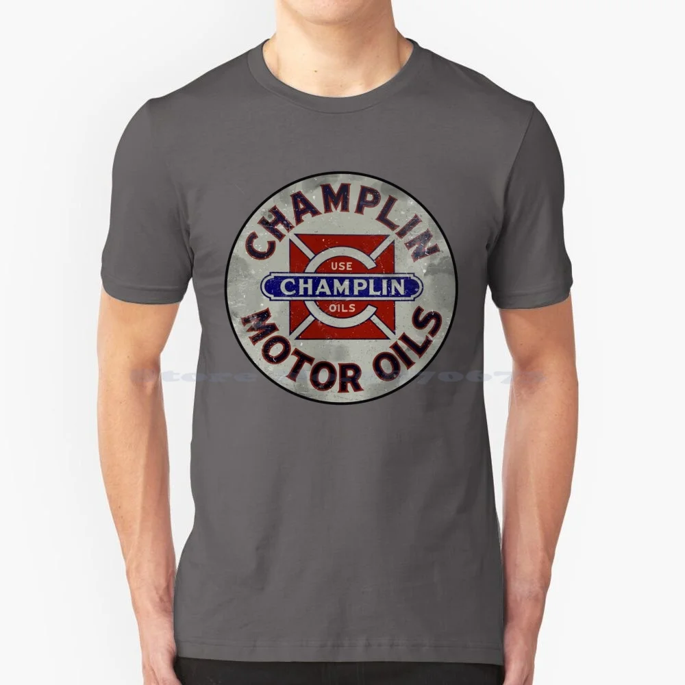 Champlin Oil Vintage Sign T Shirt 100% Cotton Tee Champlin Motor Oil Gas Station Sign Oil Cans Oil And Gas Companies Oil