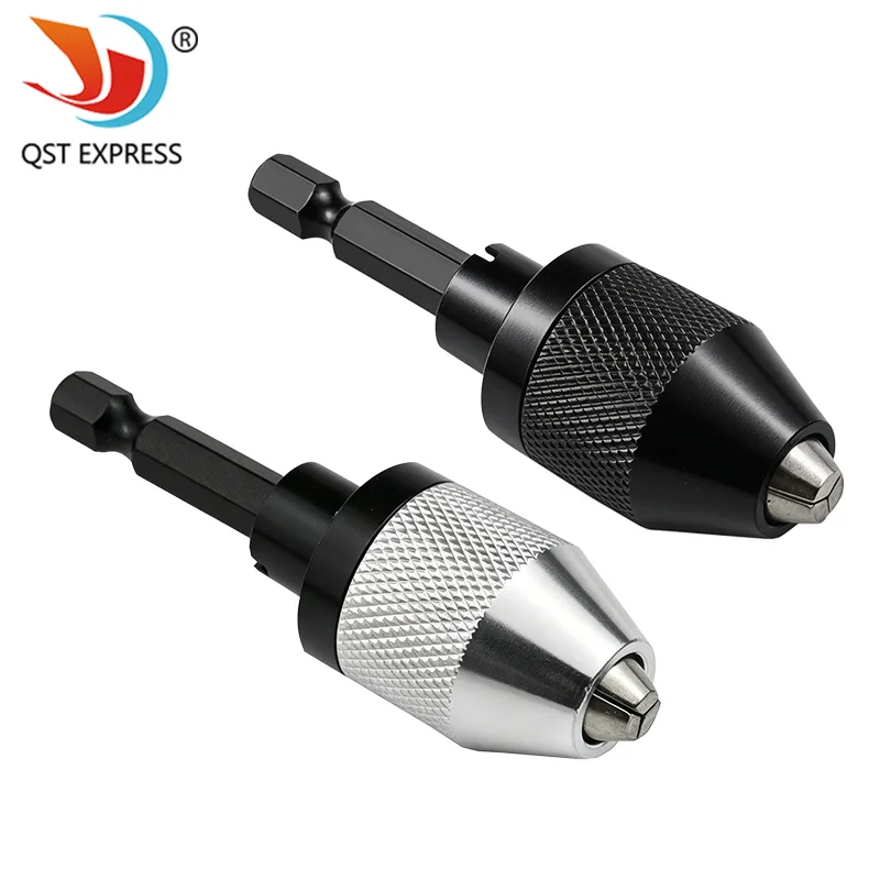 Aluminum Alloy 3-Jaw Chuck with Hex Shank Electric Grinder Accessory 0.3-6.5mm Clamping Range for Rotary Tools
