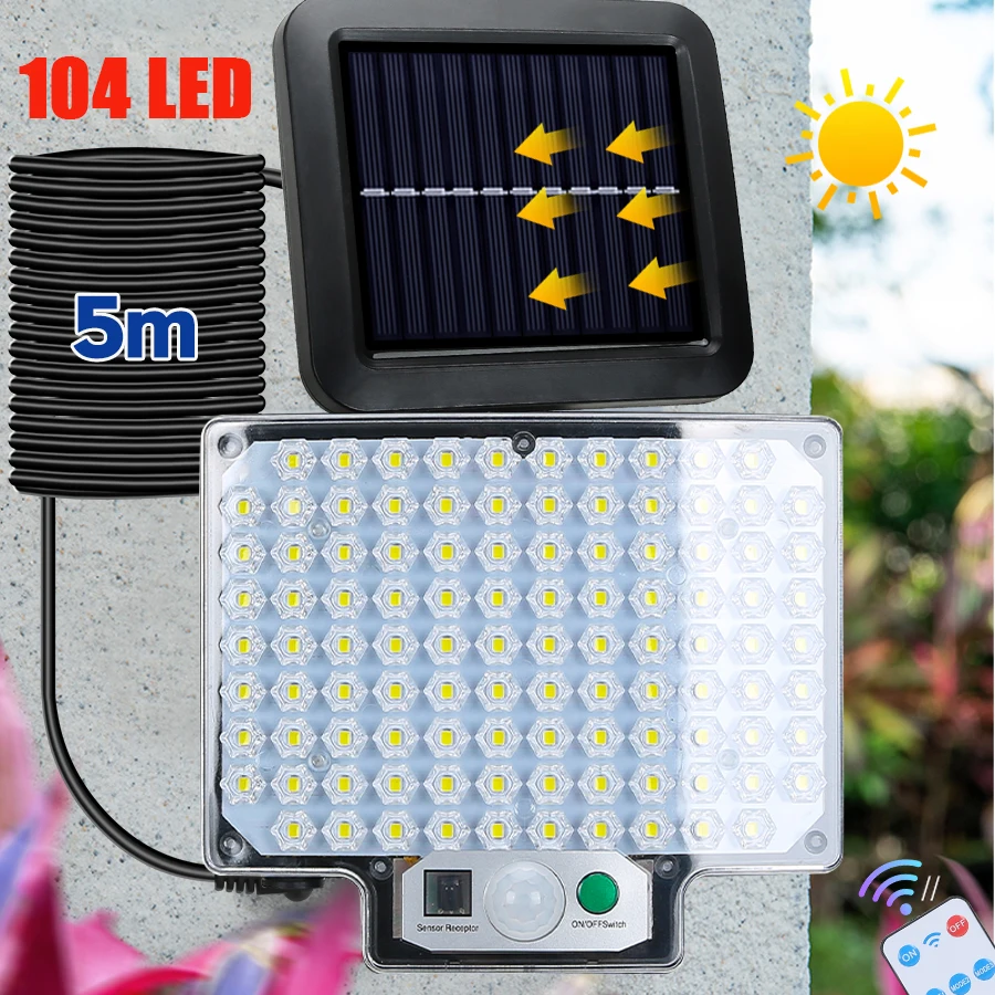 

LED Solar Split Light Human Sensing Night Light Home Outdoor Waterproof Garden Lamp Remote Control Yard Street Garage Lantern