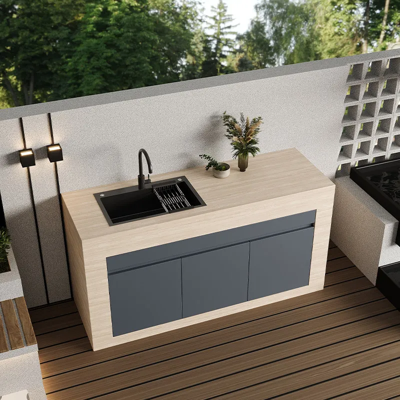 Outdoor courtyard washbasin mop pool integrated basin custom villa outdoor rock slab column operation island