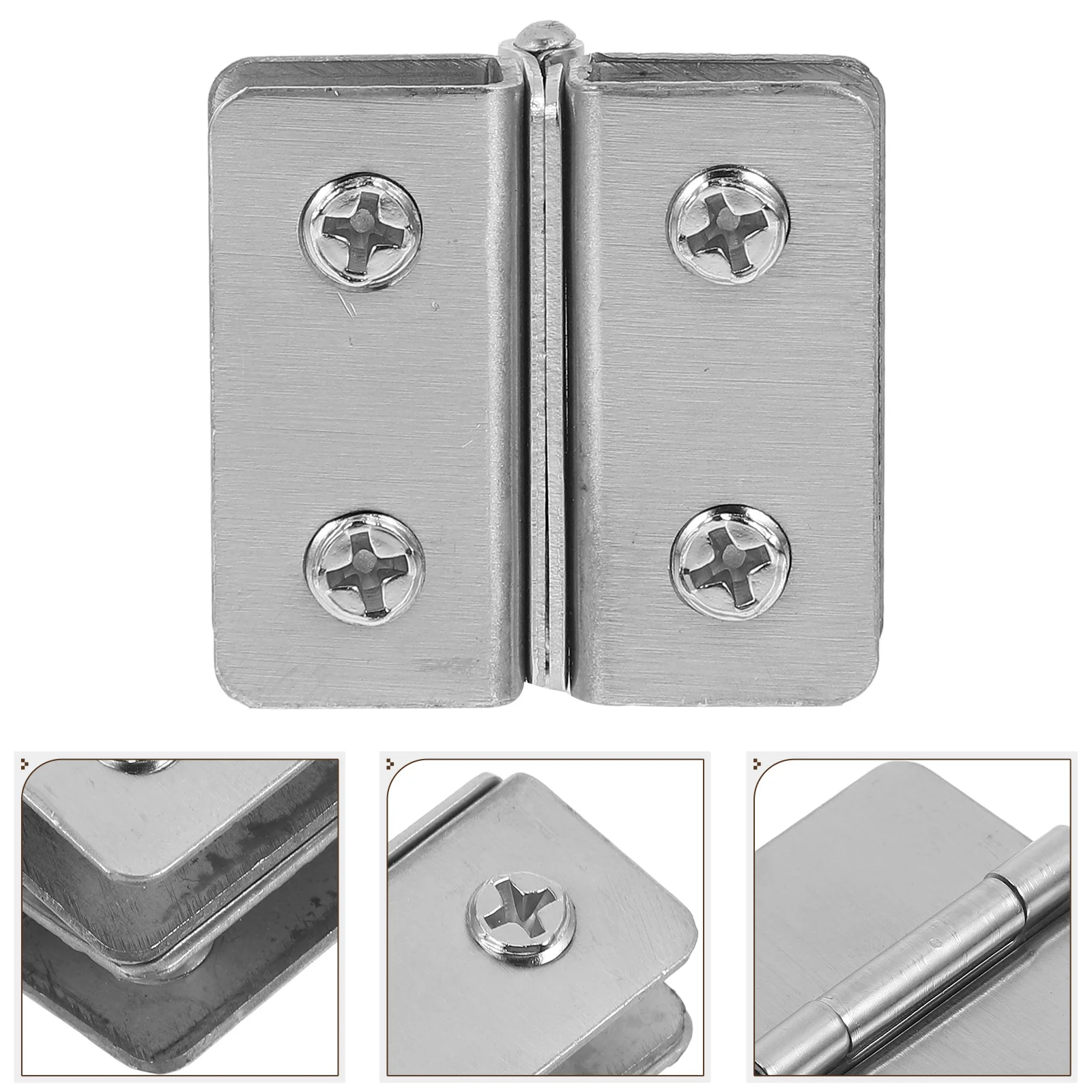 

2pcs Stainless Steel Hinges Heavy Duty Glass Door Hinge Double Clamp Adjustable Cabinet Hardware No Drilling Easy Install Modern