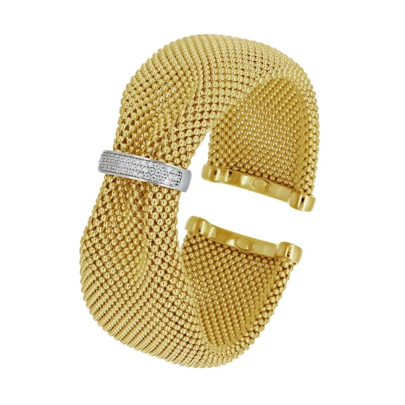 Bellux Italian Imported Original 925 Silver Full Small Round Bead Bowknot Bracelet Gold and Silver Wide Version Open Bangle