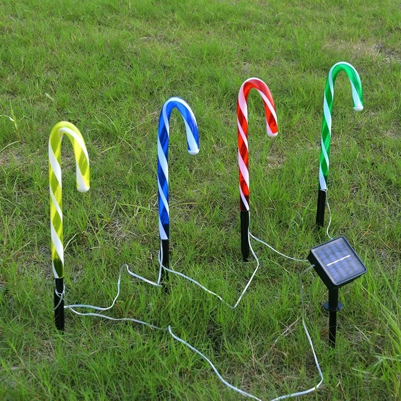 Luci di decorazione natalizia luci di canna di caramella solare lampada da prato solare a LED luci solari da esterno decorazioni natalizie per cortile da giardino