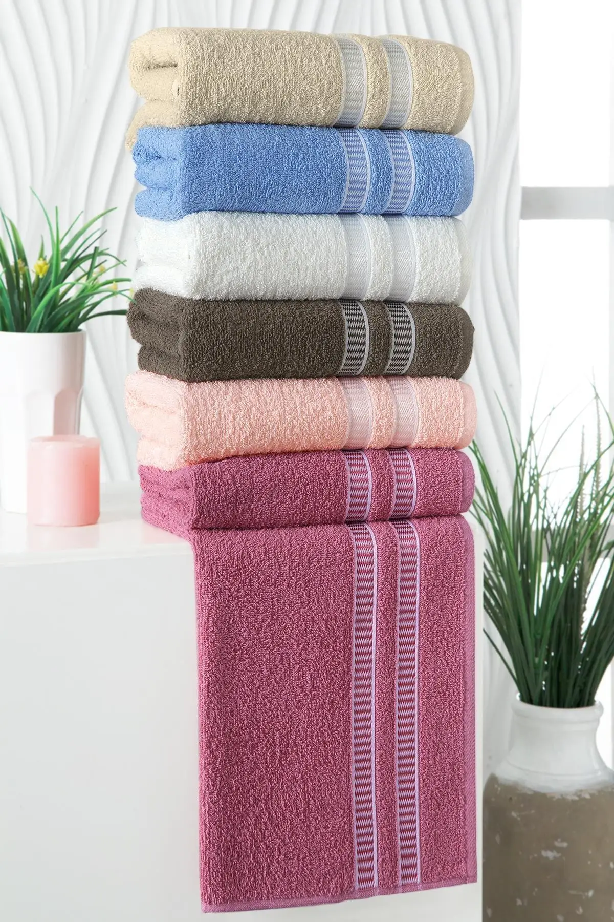 

Bath Towel Set 100 Cotton 6 Pcs 50x85 Large Towel Cotton Highly Absorbent Bathroom Towels (Pack of 2)