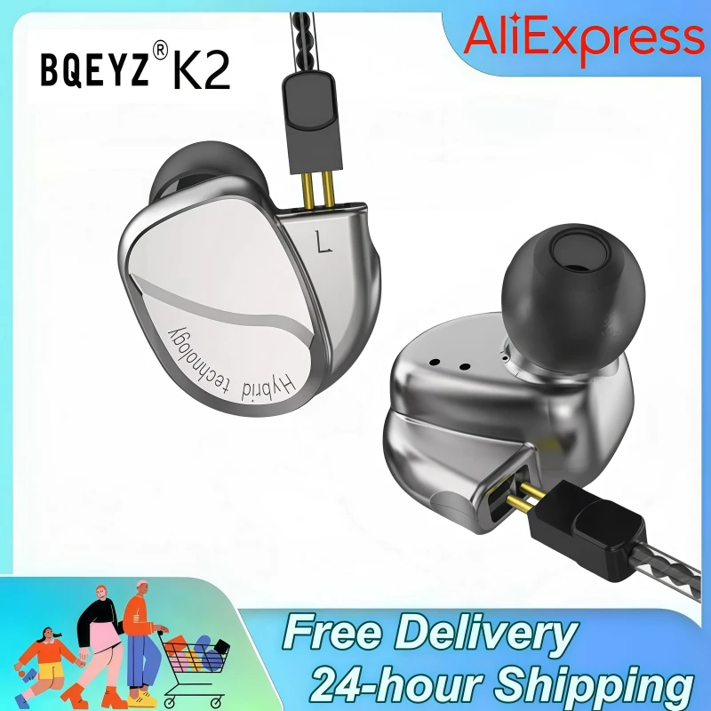 

BQEYZ K2 HIFI in-Ear Wired Earphones 2 DD + 2 BA Dynamic Driver Balanced Armature Metal with 2Pin 0.78 Detachable Cable