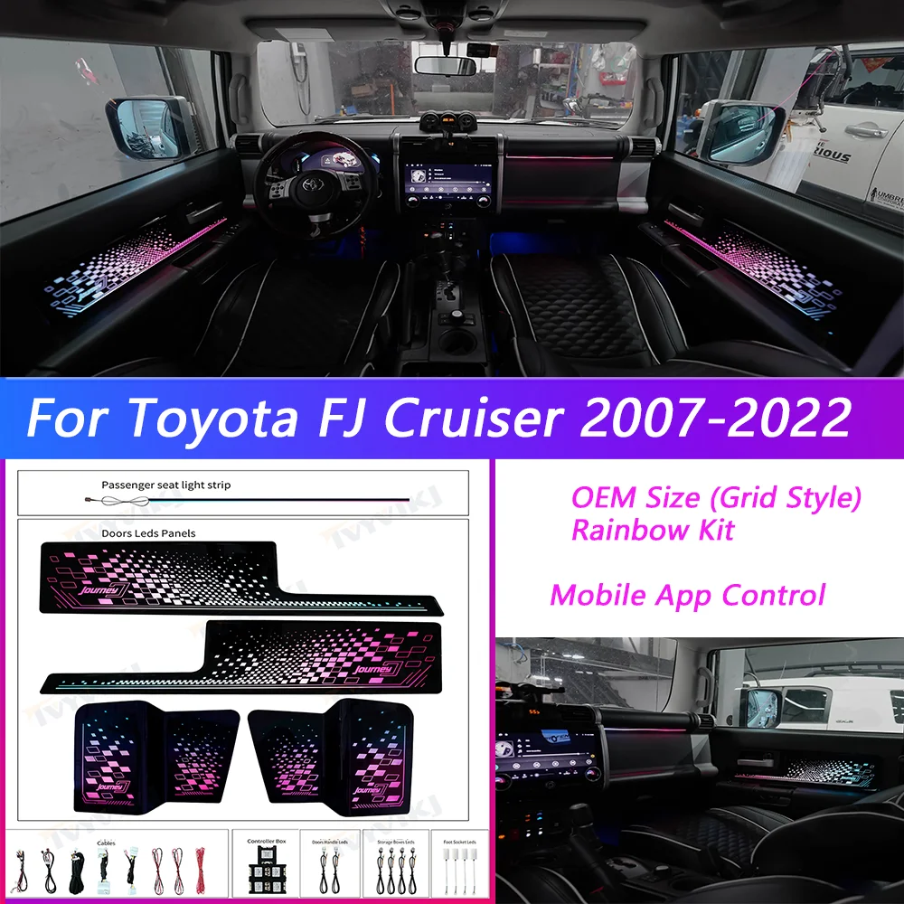 LED Car Inner Ambient Lamp Upgrade Kit for Toyota FJ Cruiser 2007-2022 Rainbow OEM Size Modification Ambient Light