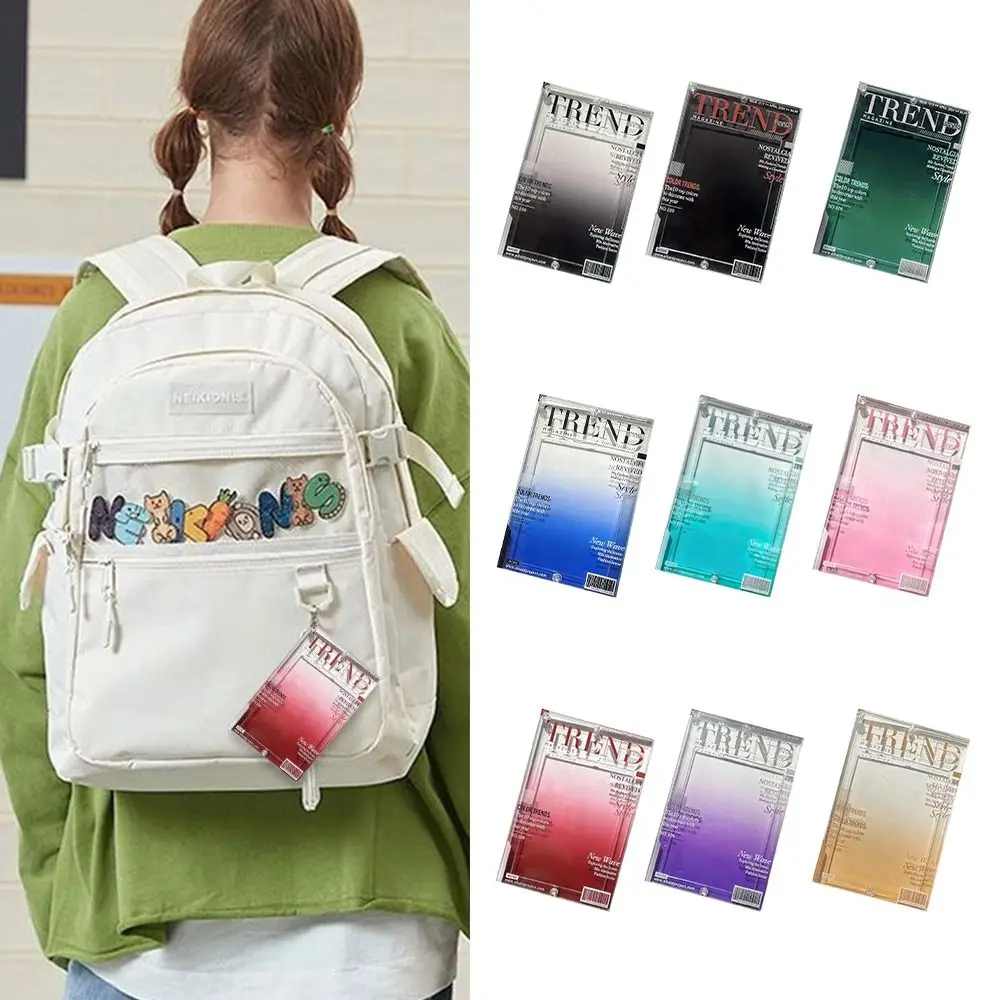Trendy Magazine Style 3-inch Photo Frame Transparent Acrylic Kpop Card Frame Multicolor with Bead Chain Photo Card Holder