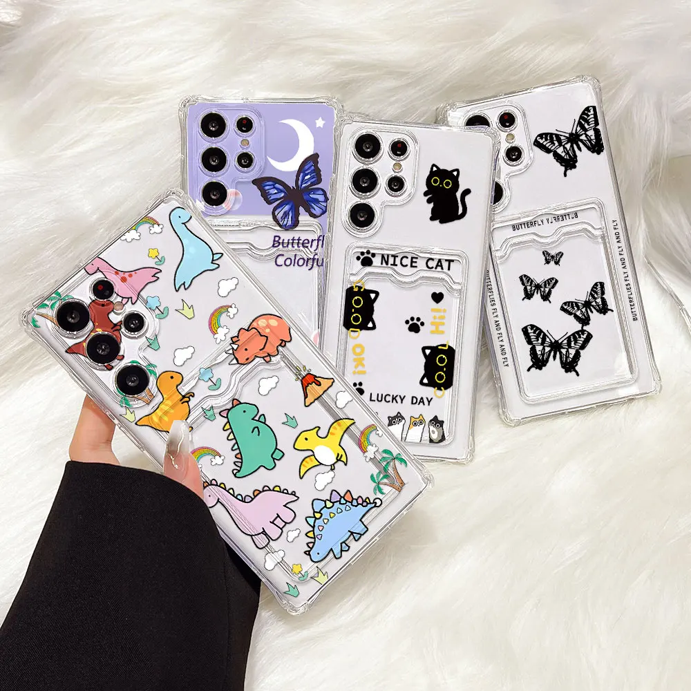 

Card Holder Phone Case For Samsung S25 Ultra A56 A36 5G Galaxy S24 FE S23 S25 S24 Plus S22 A06 Silicone Card Slot Funda Cover