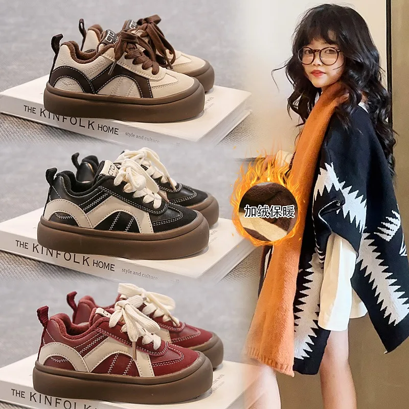 

2025 Boy's Girl's Waterproof Winter Sport Shoes for Children Kid's Sneakers Soft-soled Warm Shoes Anti-slippery Plush Shoe
