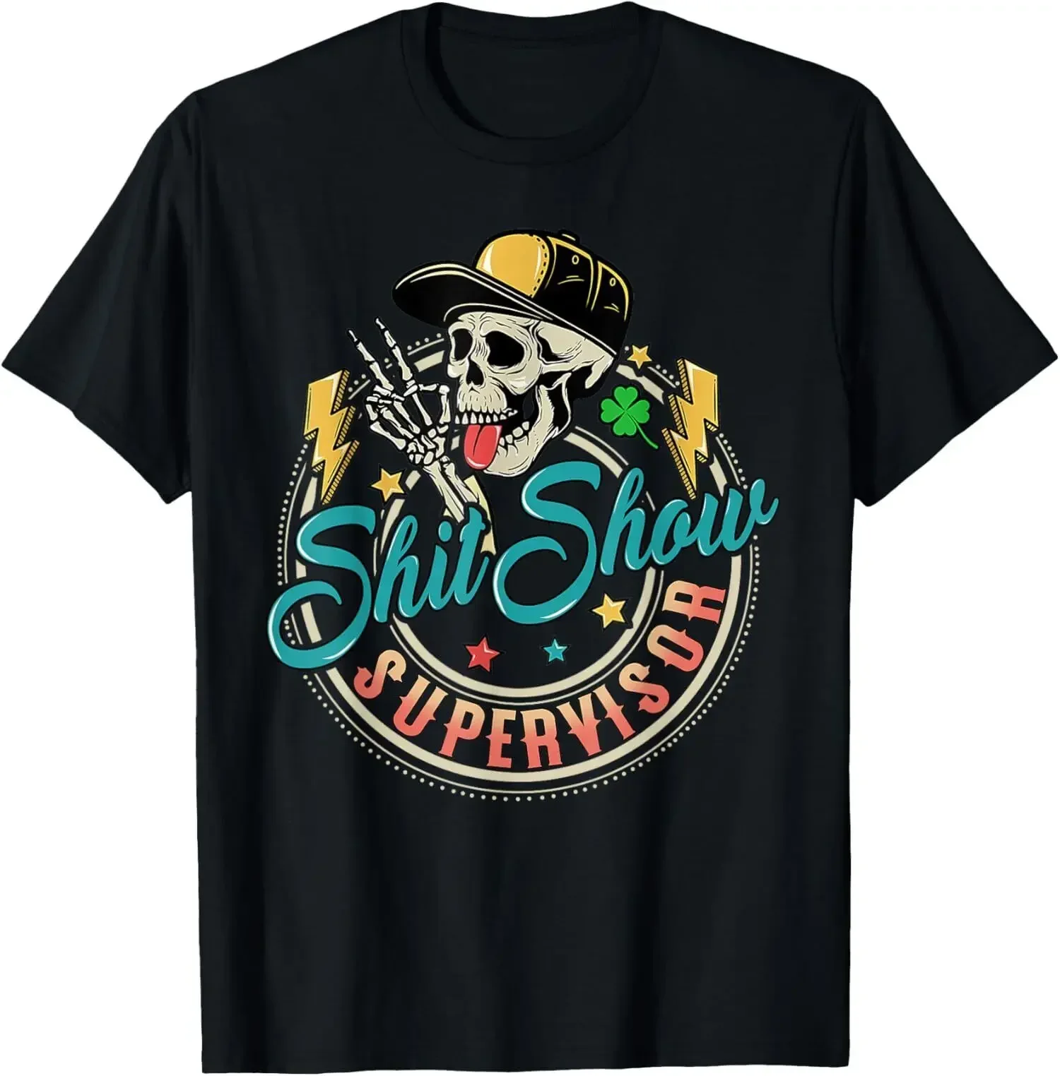 NEW Cool ShitShow Supervisor Skull Hilarious Vintage T-Shirt Unisex T-shirts High Quality 100%Cotton Short Sleev