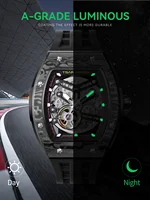 TSAR BOMBA Luxury Men's Automatic Mechanical Watch Miyota 316L Steel Carbon Fiber Sapphire 50M Water Resistant Skeleton Luminous photo 5