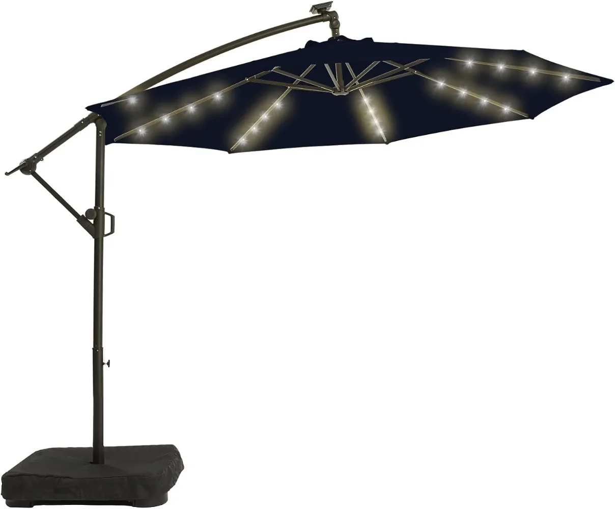 

wikiwiki 10FT Solar Patio Offset Umbrella Outdoor Cantilever Umbrella Hanging Umbrellas with Weighted Base