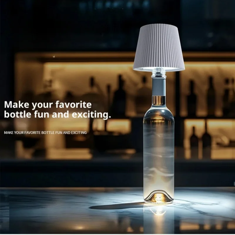New Wine Bottle LED Wireless Table Lamp 3-Color Infinitely Dimmable USB Rechargeable Dining Table Lights Beverage Lamp Top Touch