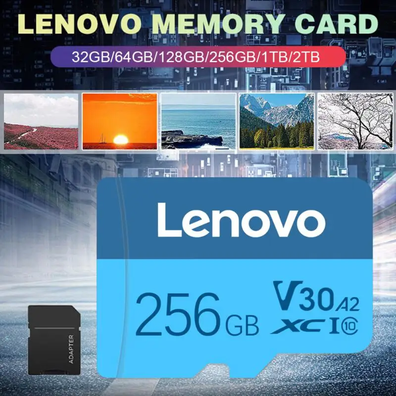 Lenovo การ์ดหน่วยความจำไมโคร SD 128GB 256GB 512 GB การ์ด SD sd/tf แฟลชการ์ด128 256 512 GB การ์ดหน่วยความจำ2TB 1TB สำหรับกล้องโทรศัพท์