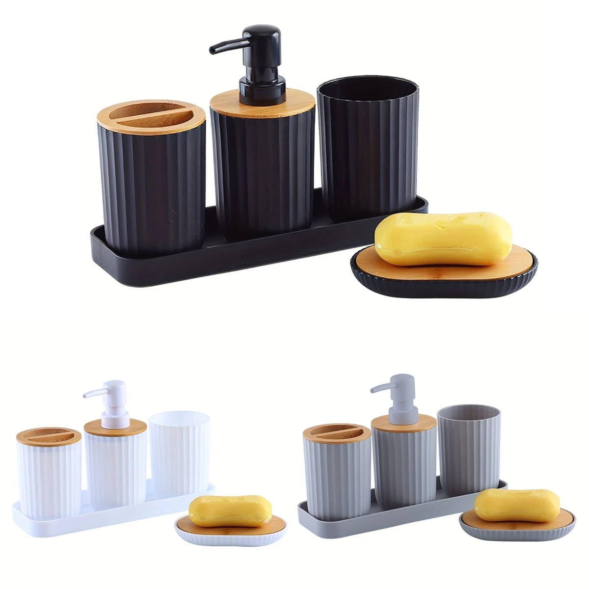 Bathroom Accessories Set Soap Dispenser Bottle Dish Washroom Toothbrush Holder Cup Suit Lotion Rack Toothbrush Holder Rack 1set