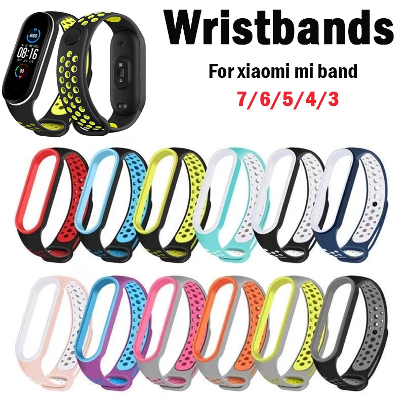 حزام ساعة رياضي لساعة Xiaomi Mi Band 7 NFC الذكية Correa miband7 سوار معصم من السيليكون بفتحة هوائية على حزام Mi 6 5 4 3 7 8