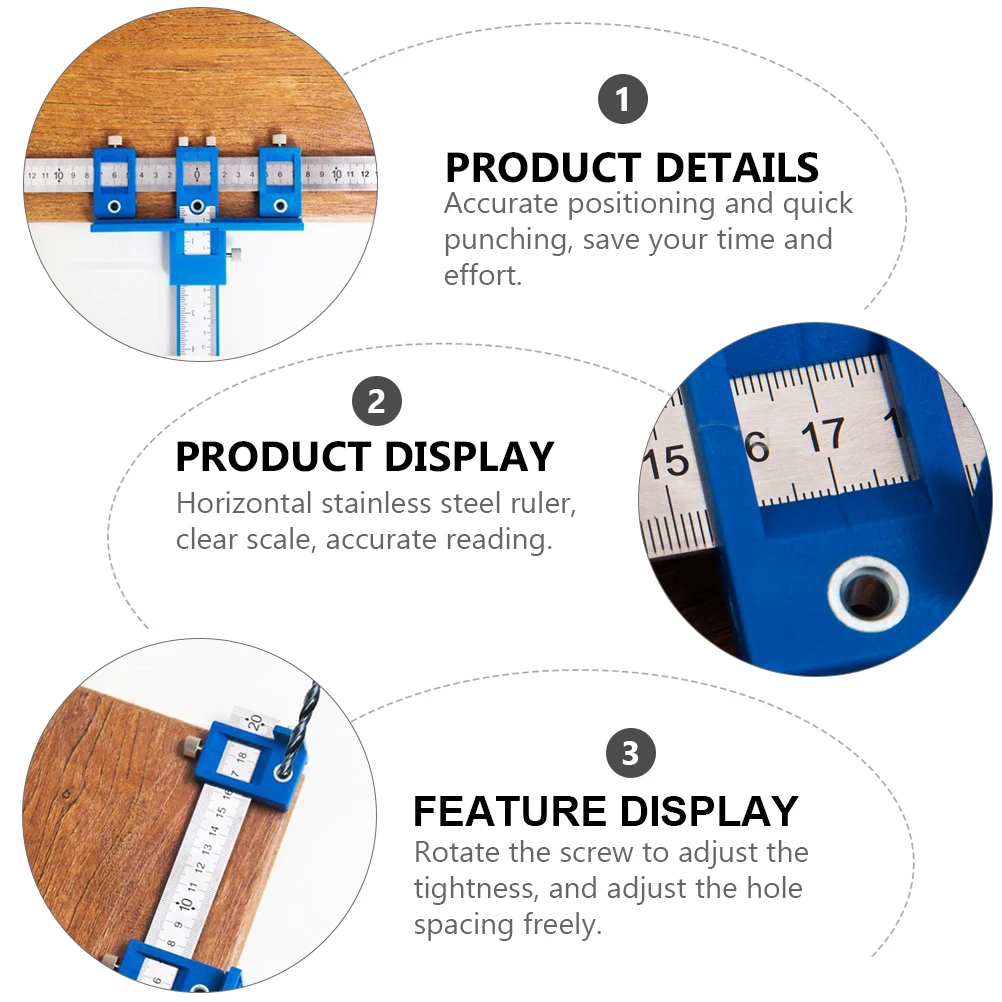 

Регулируемый локатор пуансона. Точное позиционирование. Быстрая перфорация. Посібник для сверления по дереву. Съемный шаблон шкафа из нержавеющей стали.
