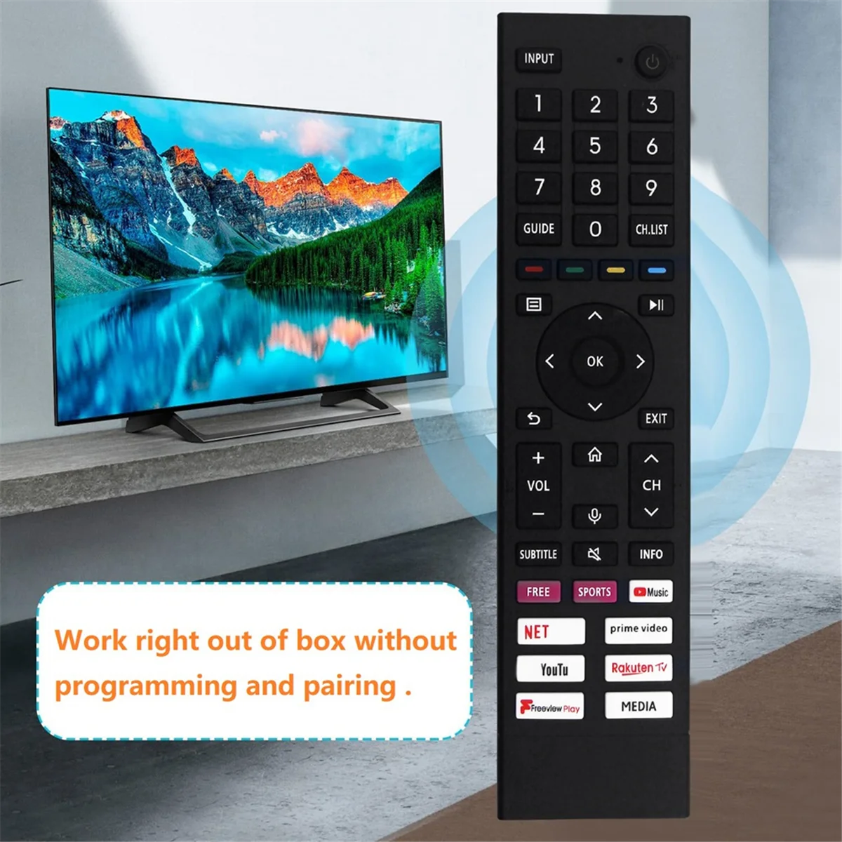 FFYY-Replace ERF3A80 Remote for Hisense 4K Android UHD Smart TV 43A6G 50A6G 55A6G 60A6G 65A6G 70A6G 75A6G 43A6GTUK 50A6GTUK